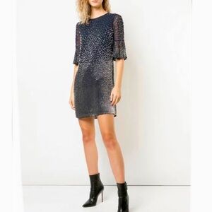 Alice + Olivia Thym Embellished Tunic Dress Blue Size 4